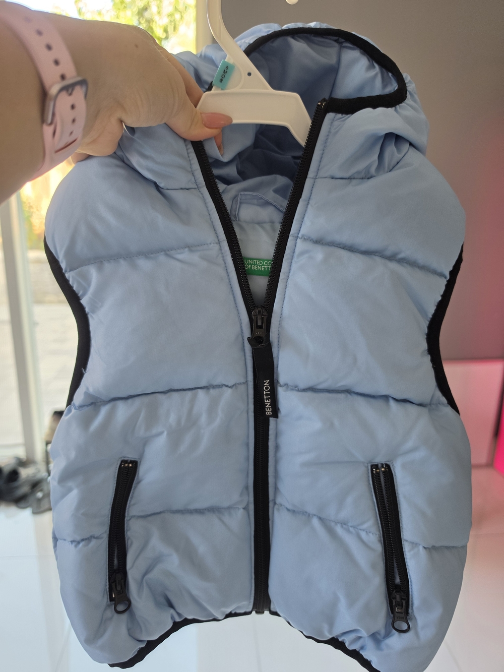 United Colors Of Benetton Light Blue Puffer Hooded Vest for Kids